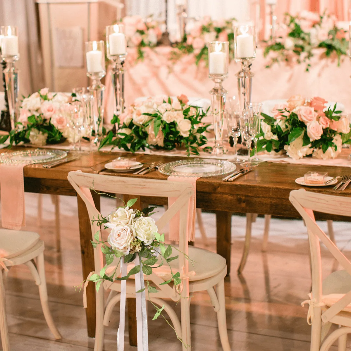 6Pcs Blush & Cream Aisle Flower Arrangement