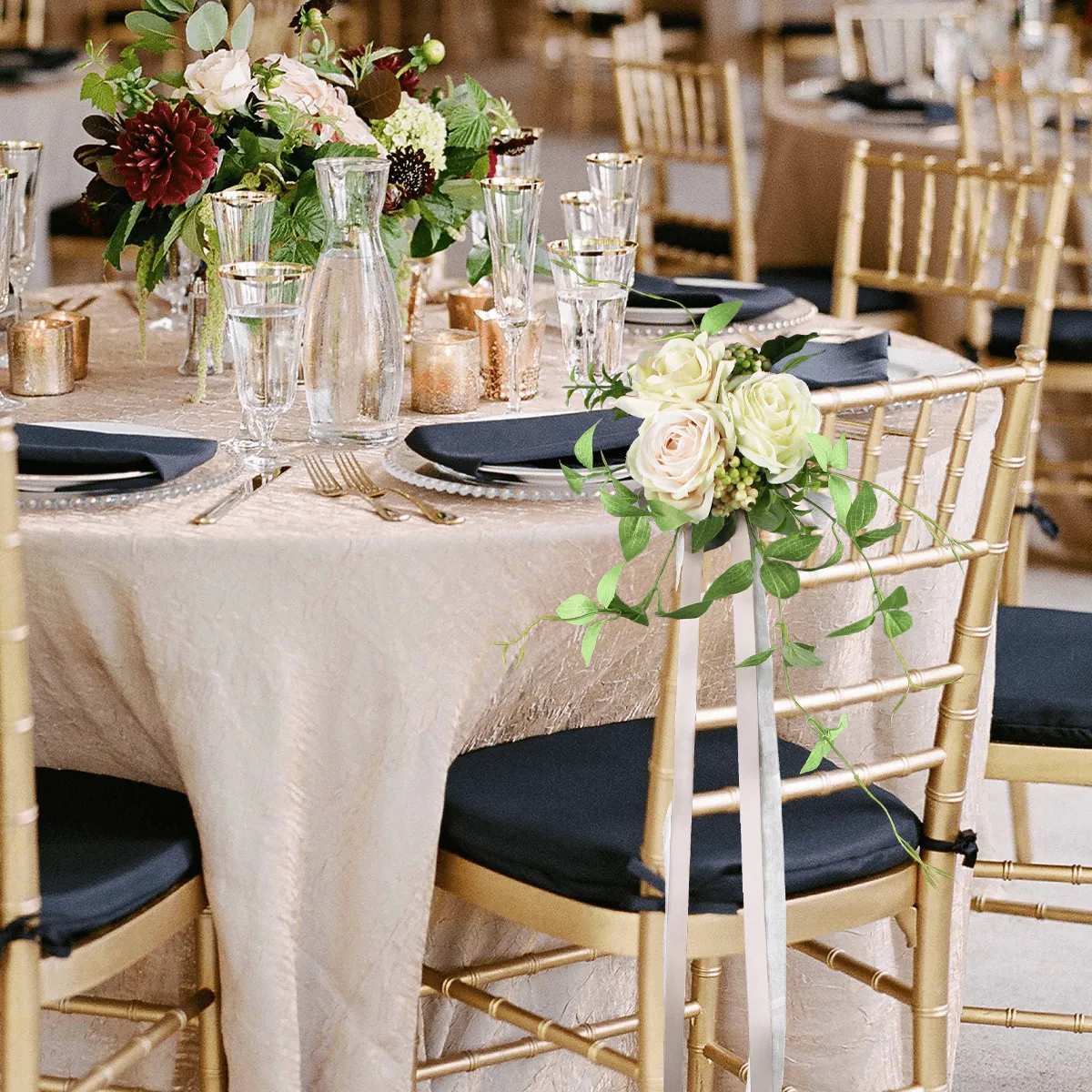 6Pcs Blush & Cream Aisle Flower Arrangement