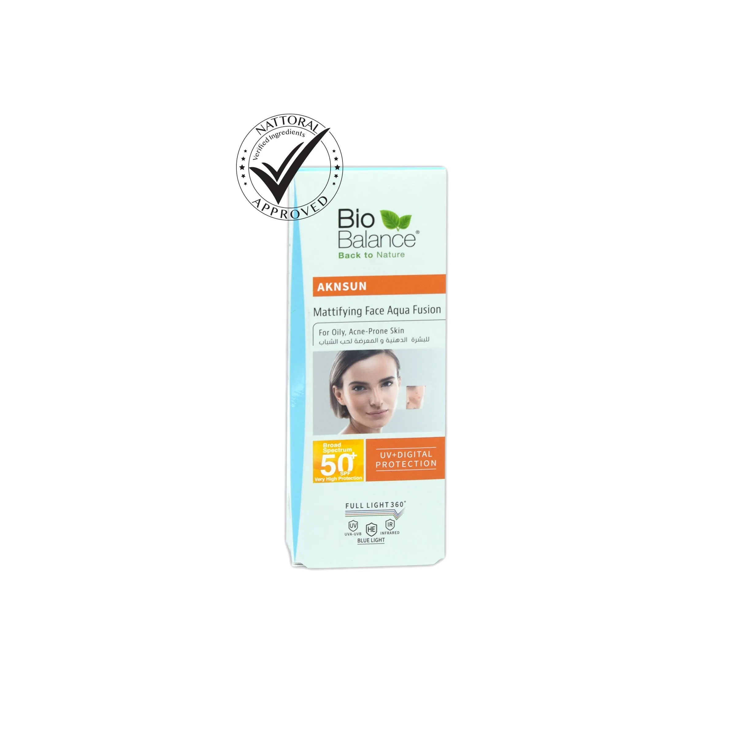 Chemical sunscreen Aknsun Mattifying Face Aqua Fusion 50  SPF- 40ml- Biobalance