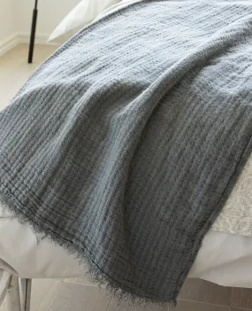 Hampton Linen Throw Dark Grey