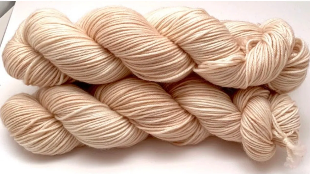 Hand Dyed Yarn "Nanny’s Linen" Tan Ecru Ivory Blush Beige Pale Merino Fingering Superwash 438yds 100g