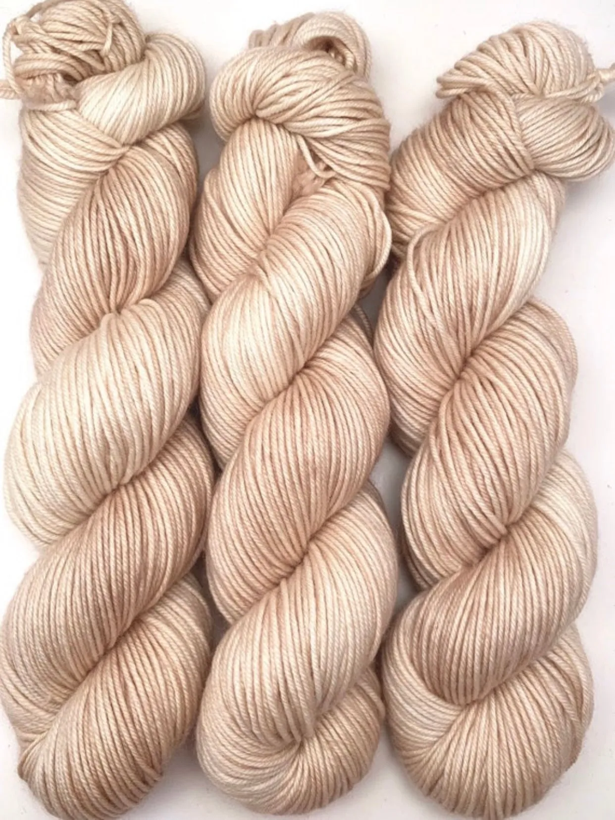 Hand Dyed Yarn "Nanny’s Linen" Tan Ecru Ivory Blush Beige Pale Merino Fingering Superwash 438yds 100g