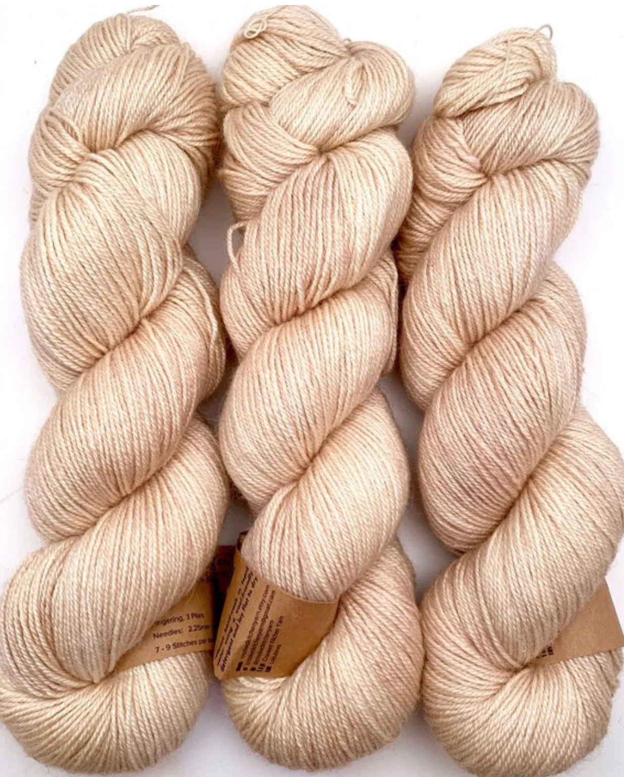 Hand Dyed Yarn "Nanny’s Linen" Tan Ecru Ivory Blush Beige Pale Merino Fingering Superwash 438yds 100g