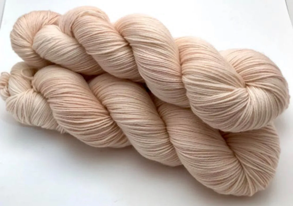 Hand Dyed Yarn "Nanny’s Linen" Tan Ecru Ivory Blush Beige Pale Merino Fingering Superwash 438yds 100g