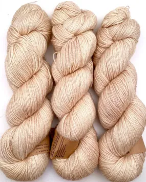 Hand Dyed Yarn "Nanny’s Linen" Tan Ecru Ivory Blush Beige Pale Merino Fingering Superwash 438yds 100g
