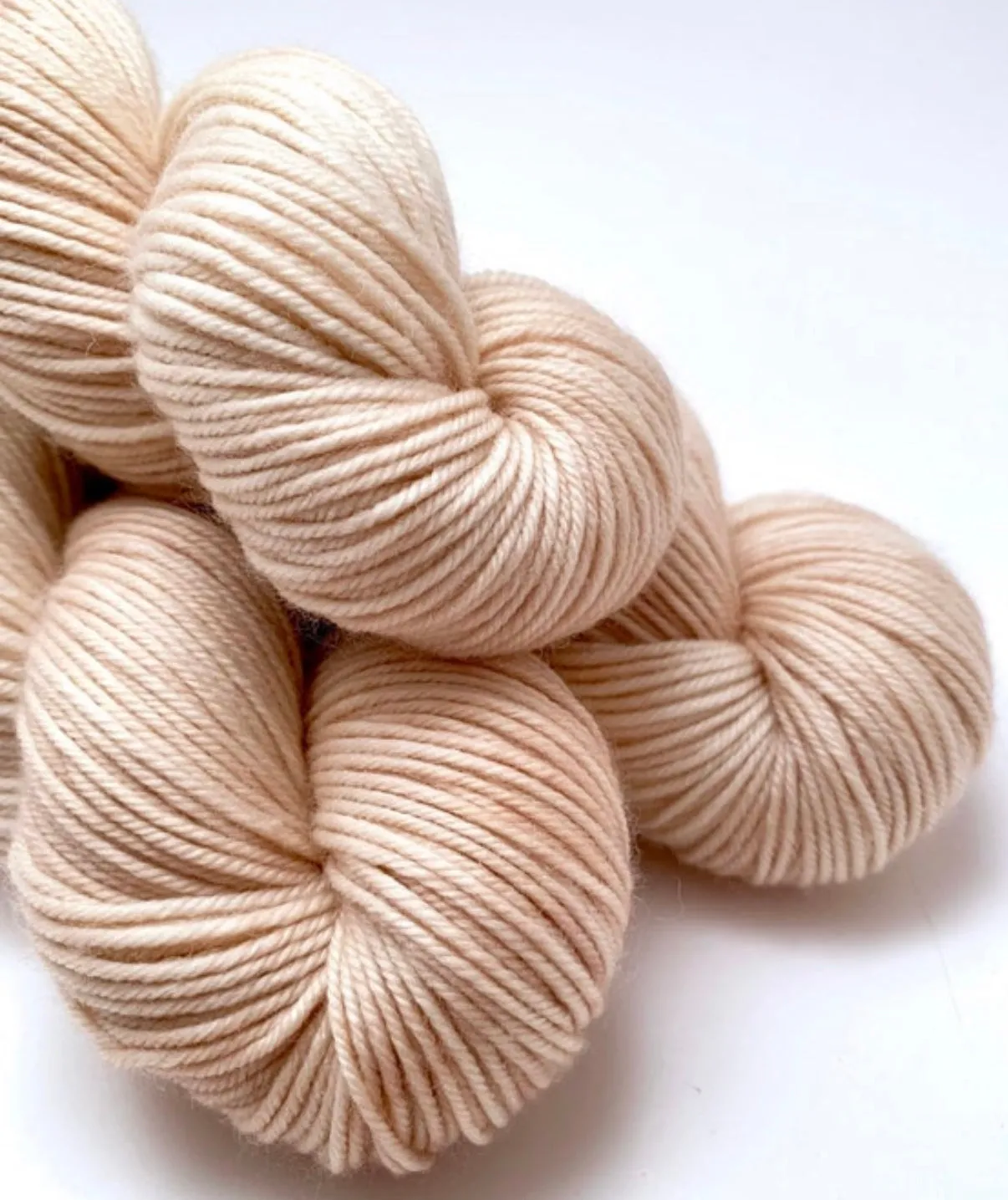 Hand Dyed Yarn "Nanny’s Linen" Tan Ecru Ivory Blush Beige Pale Merino Fingering Superwash 438yds 100g