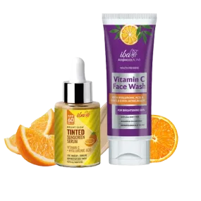 Iba Bright Glow Tinted Sunscreen Serum SPF 60 PA   Vitamin C Facewash Combo