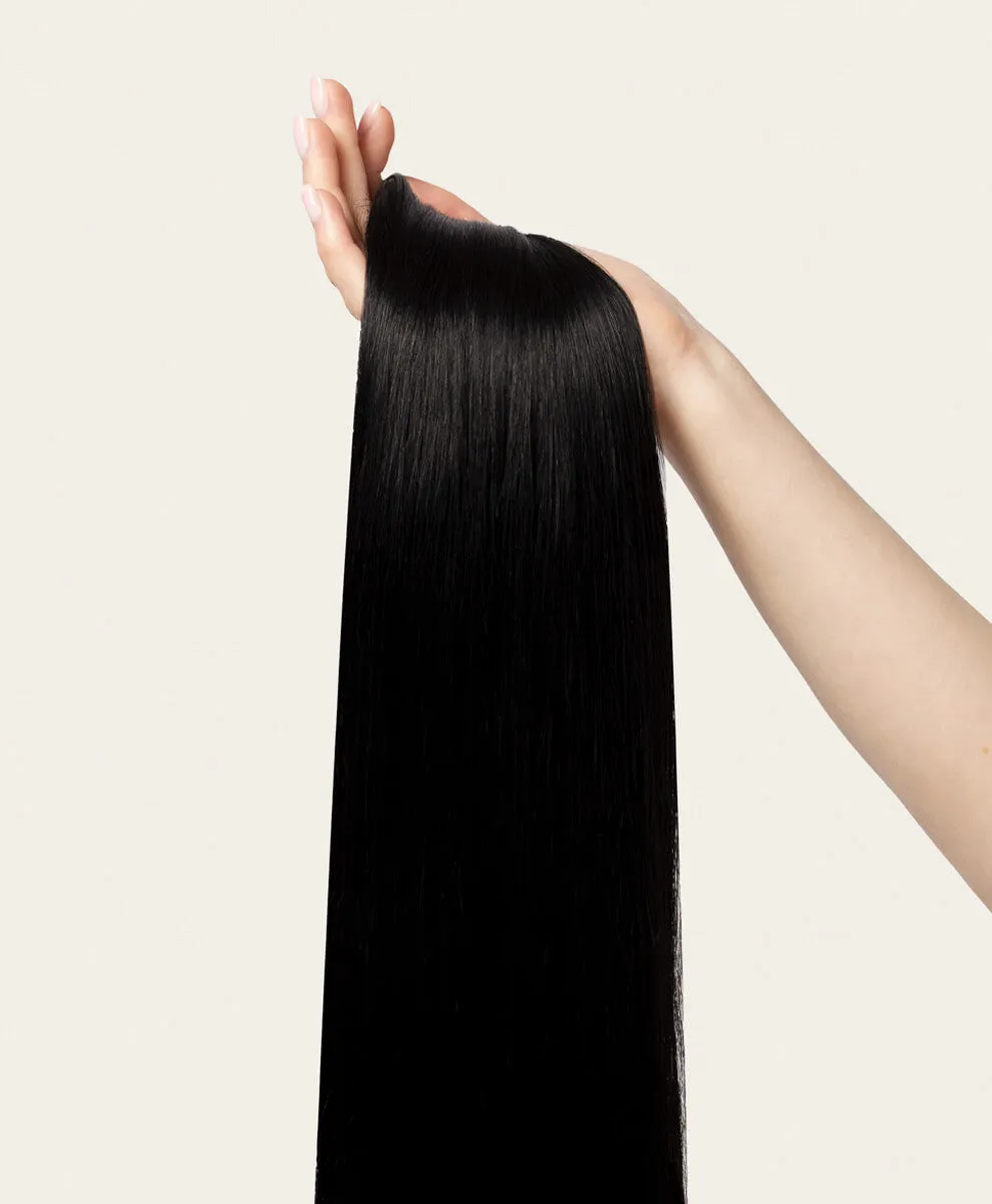 Jet Black, 20" Seamless Clip-In Hair Extensions, #1 | 180g