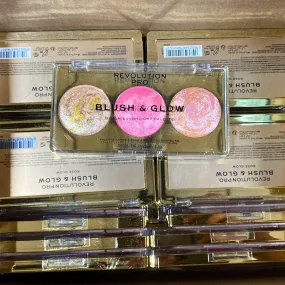 Revolution Pro Blush & Glow Blush & Highlight Palette ROSE GLOW 3x0.1OZ (30 Pcs Lot)
