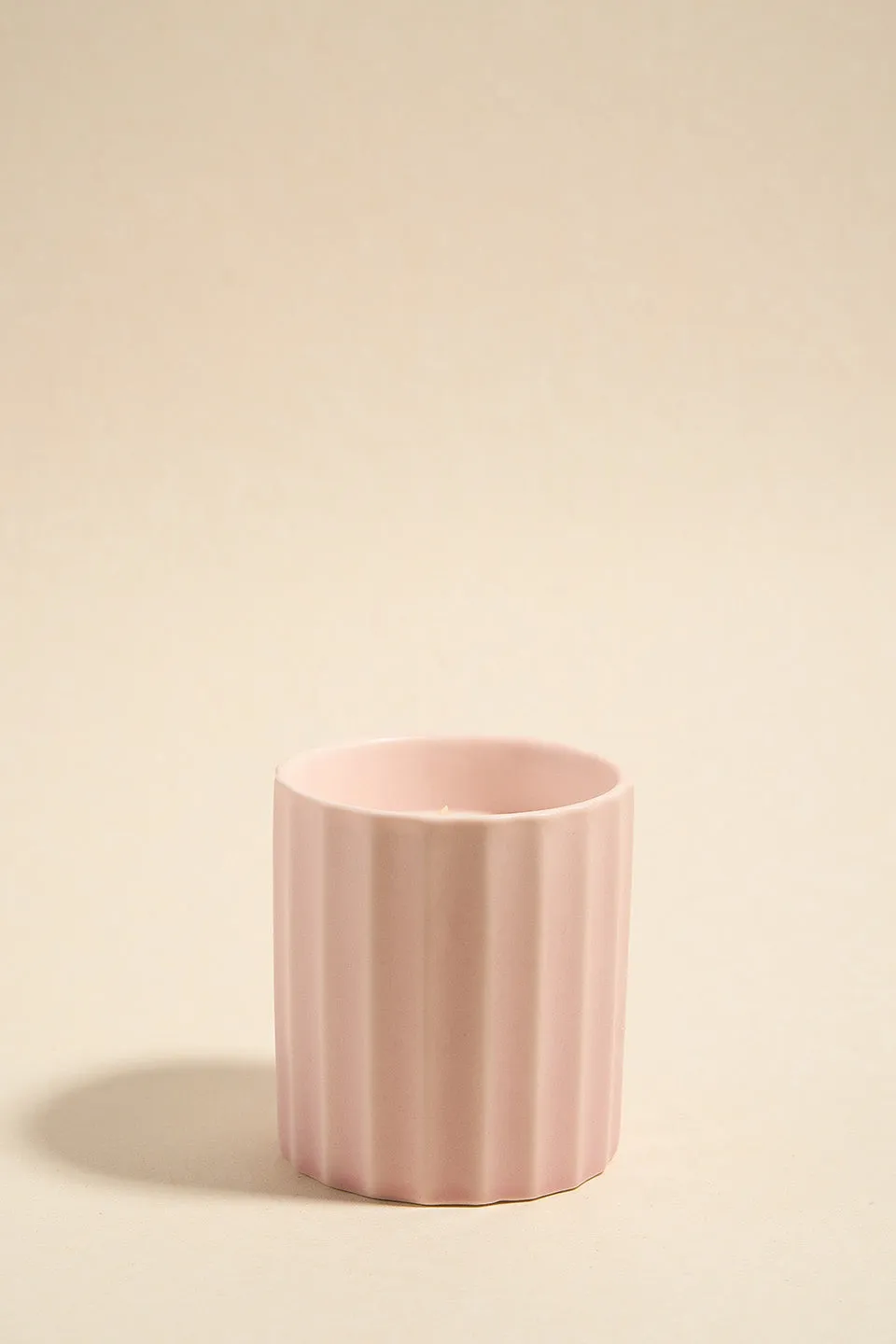Wide Rib Blush Ceramic Scented Candle